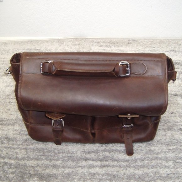 Tusting-Like Thick Heavy Leather Shoulder Messenger Bag Briefcase - Picture 7 of 14